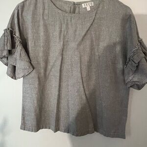 TCEC Charcoal Ruffle Sleeve Blouse